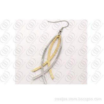 Fashion Gold and Silver Earring Hook With Polished Two Tone